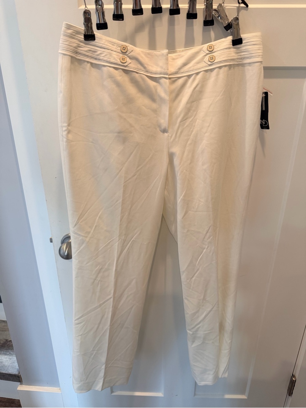NWT New Directions Petite 14P White Pull On Straight Leg Pants MSRP $49